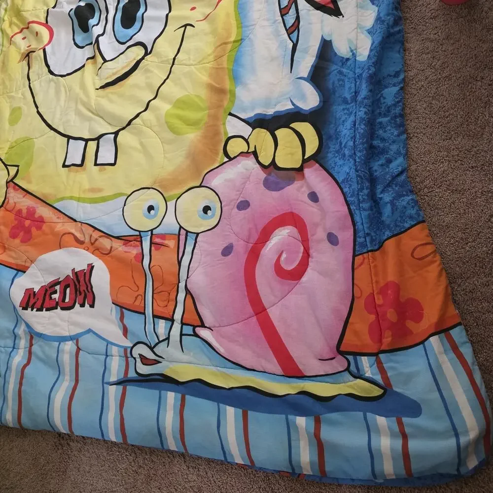 Vintage SpongeBob SquarePants 2004 Comforter Blanket Gary Snail Jellyfish Y2K
